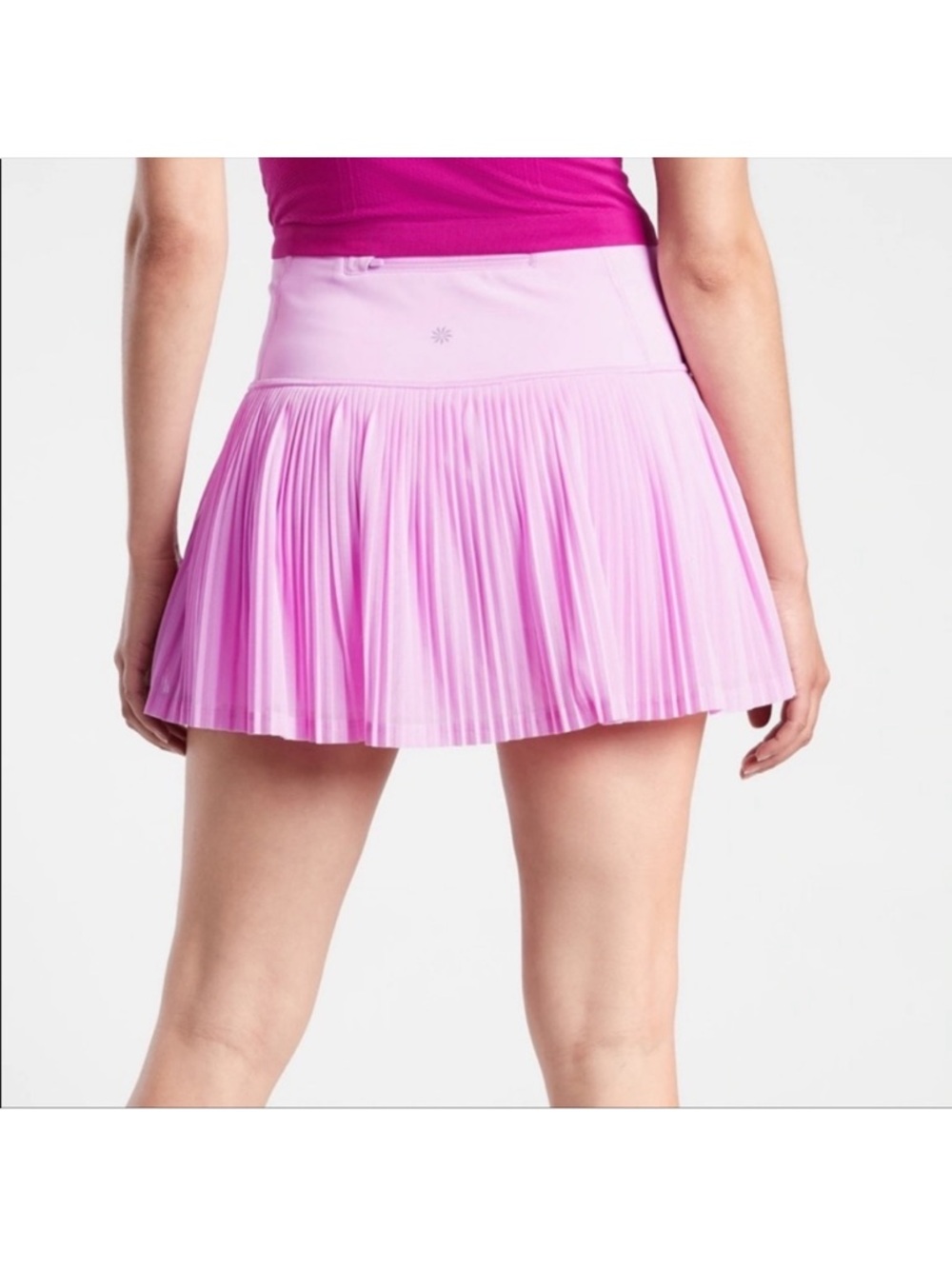 Athleta A-Game Two-toned Pink Pleated Mini Skirt Skort size M 13.5” - Picture 2 of 8